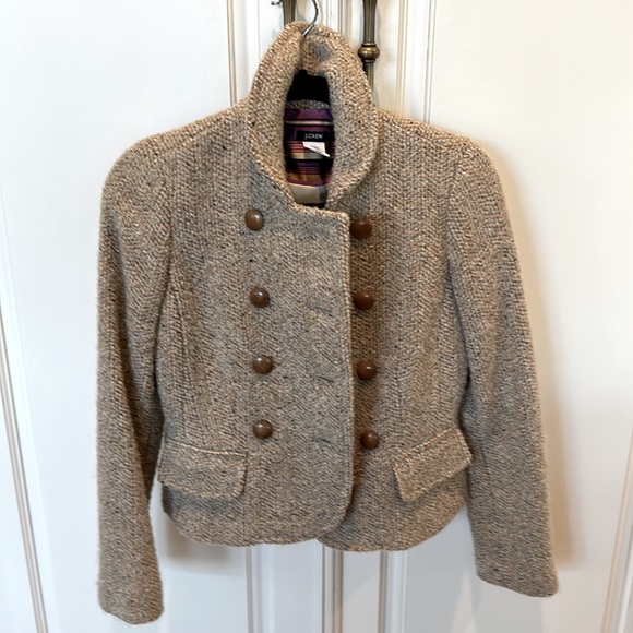 JCrew double breasted short jacket blazer. Camel/cream tones as shown. Size 2 - Picture 12 of 16